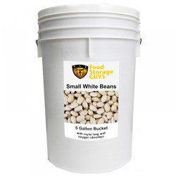 Organic Natural Small White Beans - 36 lb -  bucket