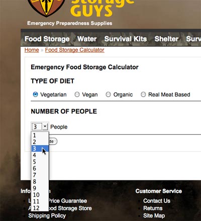 Food Storage Calculator