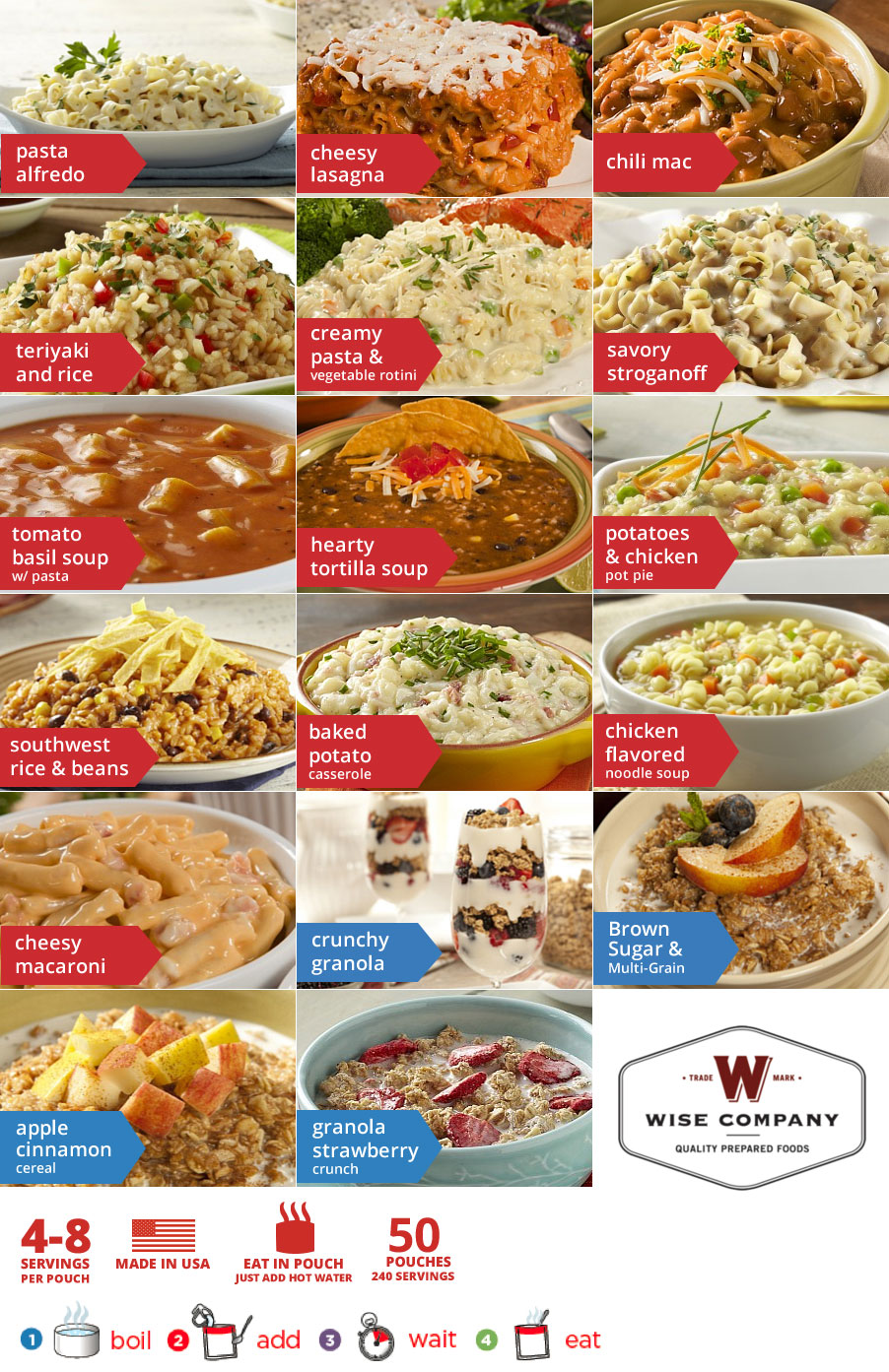 240 Servings of Wise Emergency Survival Food Storage