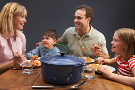 Family enjoying food storage.